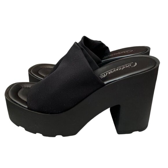 l'intervalle Jourdan Black Lycra Heels Sandals Womens 38/7.5-8 Black Y2K Italy - Picture 5 of 10